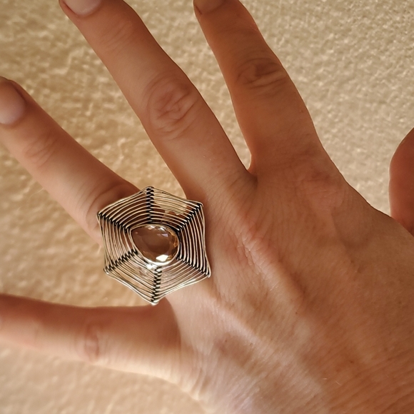 New Morganite Spiderweb 925 Silver Ring. - Picture 11 of 11